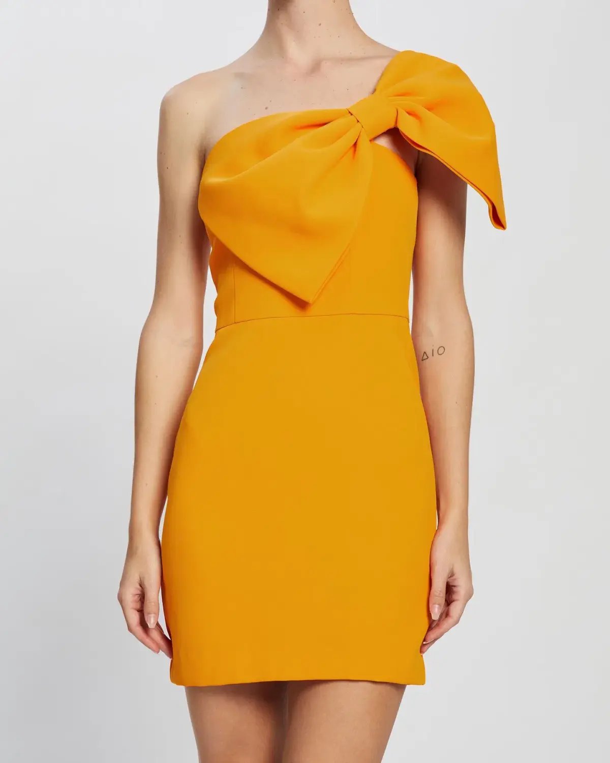 By Johnny Calypso Wrapped Up Asymmetric Mini Dress Yellow Size 6 photo 2