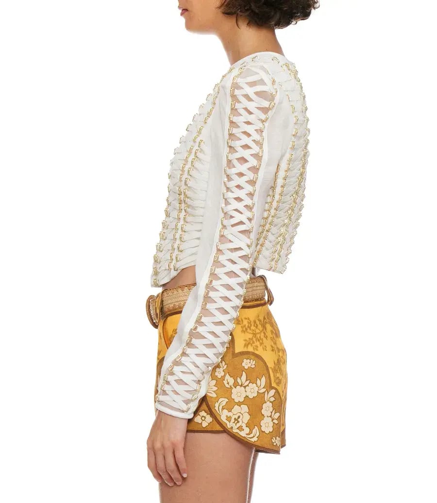 Zimmermann Coaster Cropped Bodice Ivory Size 0 / AU 8 photo 4