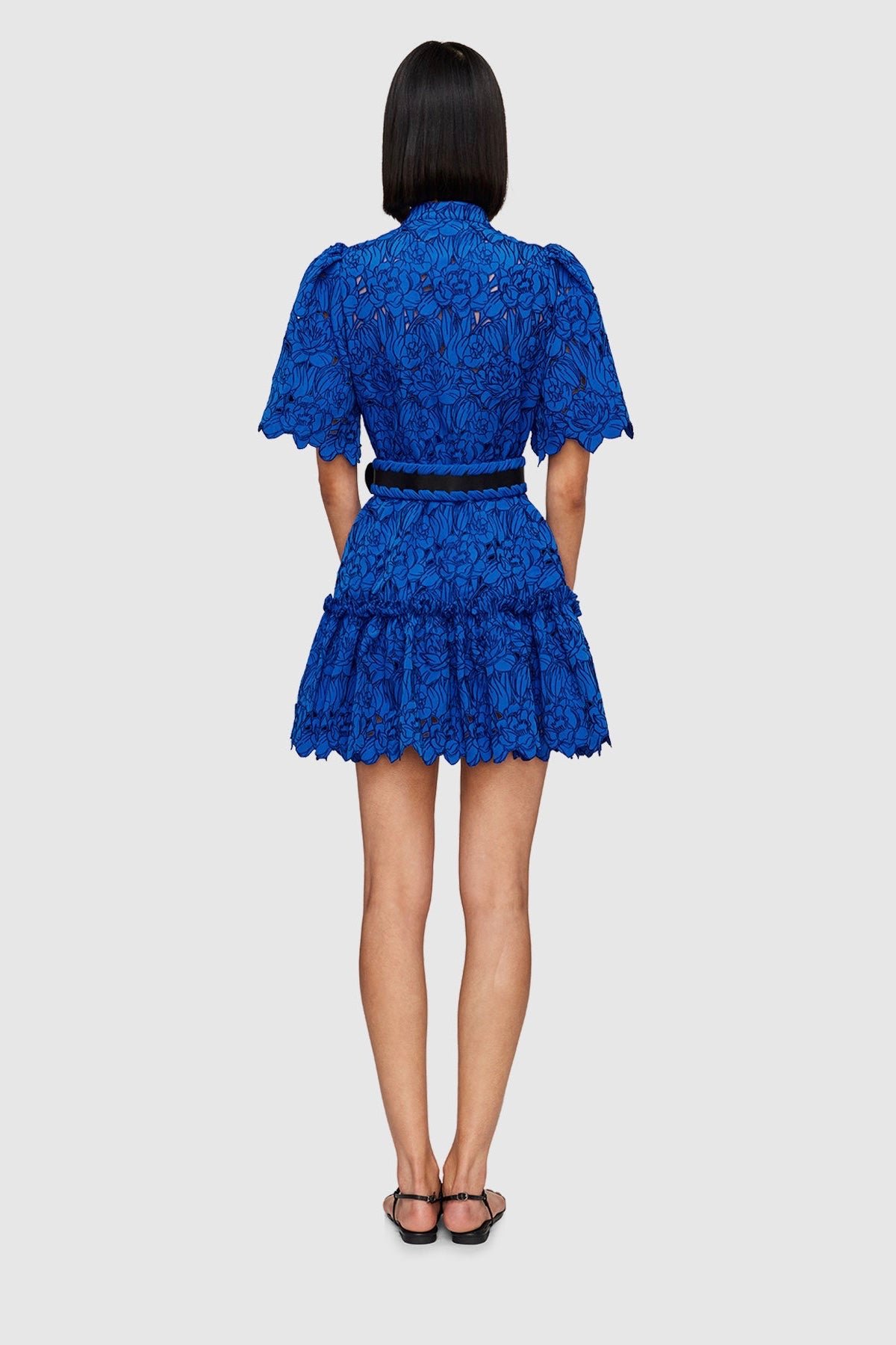 LEO LIN ALICE LACE SHORT SLEEVE MINI DRESS - LAPIS photo 7