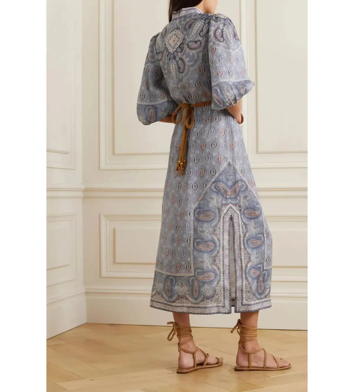 Zimmermann Vitali Paisley Linen Dress in Blue Size 3 / AU 14 photo 2