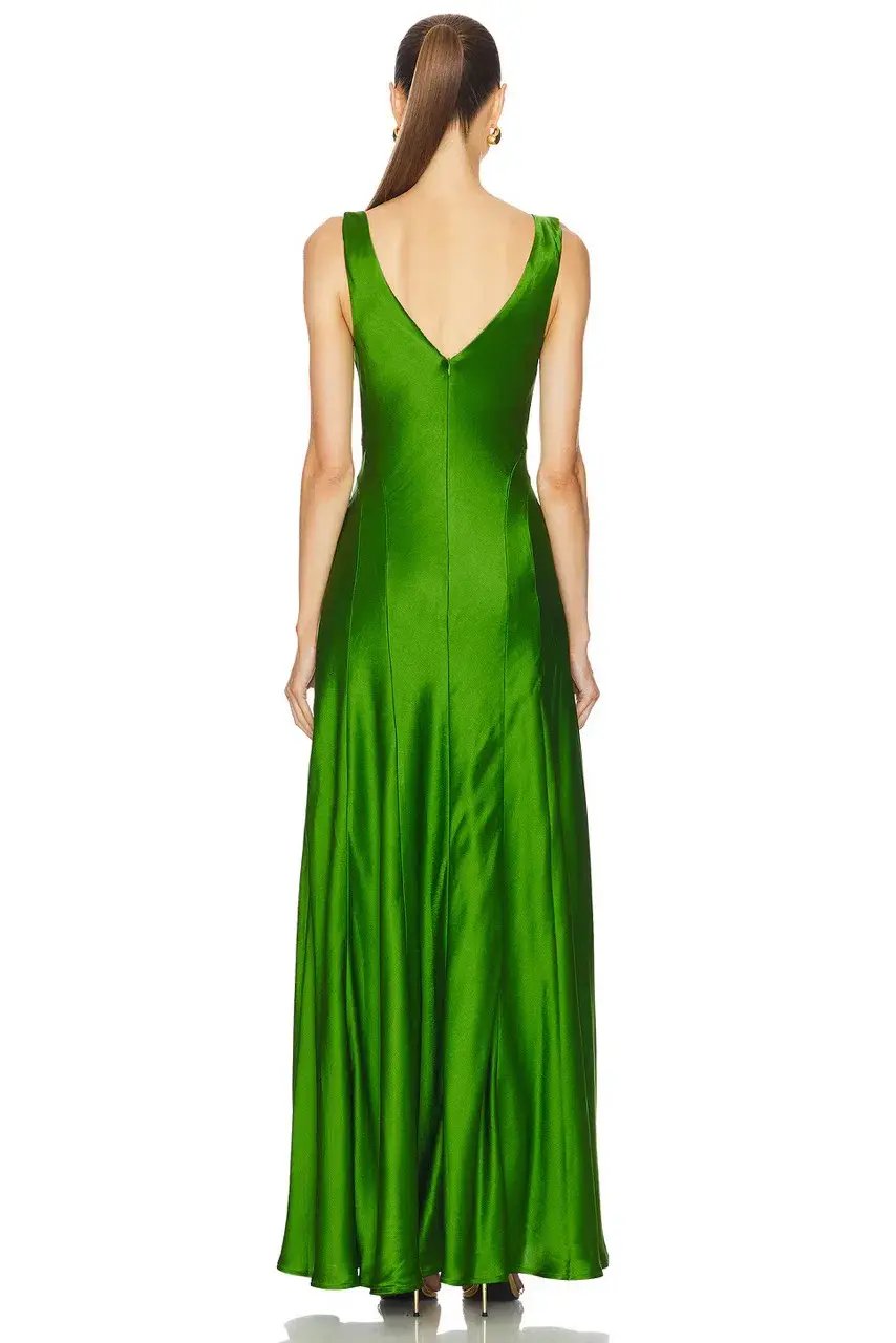 ANNA QUAN Keira Draped Maxi Dress Gown in Green Fern 10 photo 10