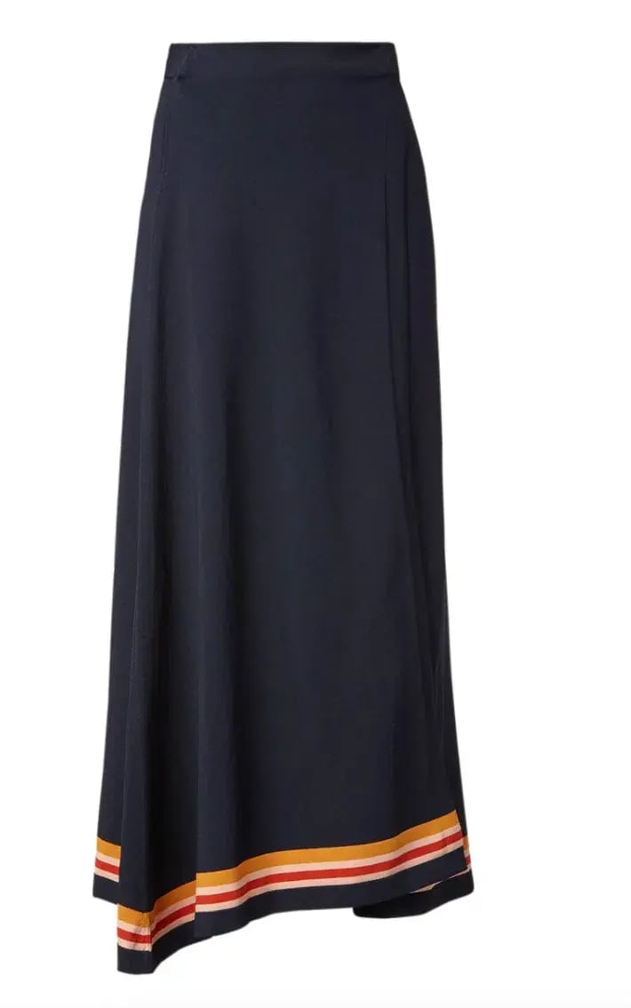 Scanlan Theodore Crepe Knit Stripe Wrap Maxi Skirt photo 2