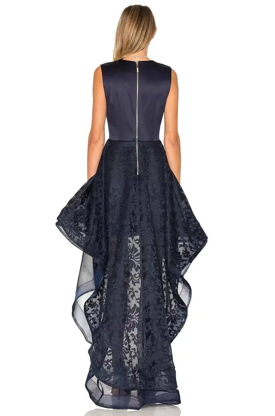 Bronx & Banco Derby High Low Embroidered Lace Dress Navy Size 10 photo 3