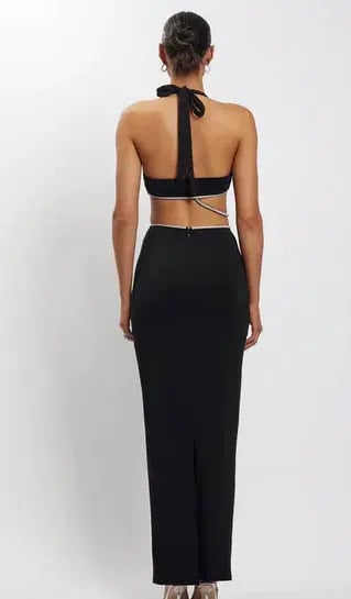 Meshki Nicha Diamante Cut Out Midi Dress Black Size 6 photo 2