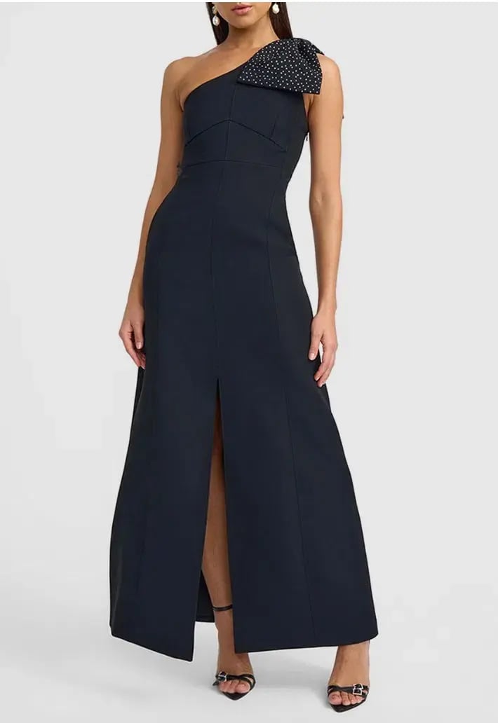 By Johnny Black Tie Bow Gown Black Size 10 photo 2