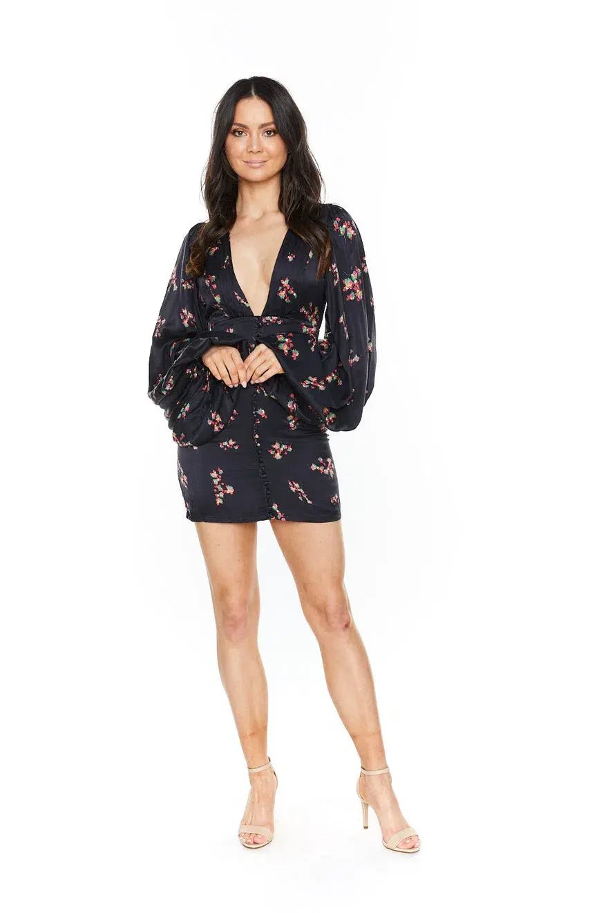 Rat & Boa Stevie Dress Black Floral Size 8 photo 3