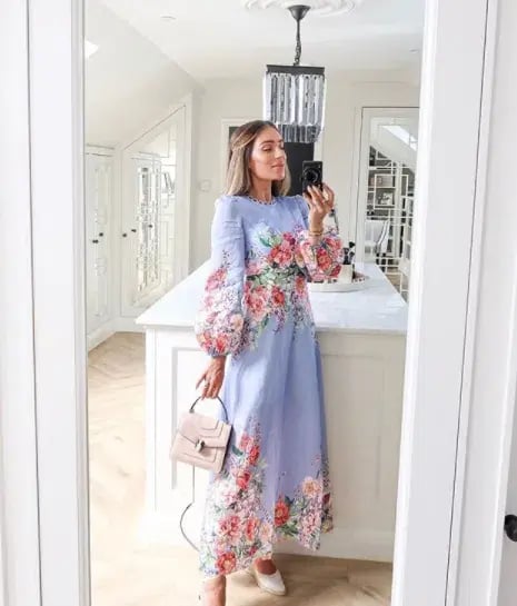 Zimmermann The Bellitude Floral Long Dress in Cornflower Floral Size 3 / AU 14 photo 4