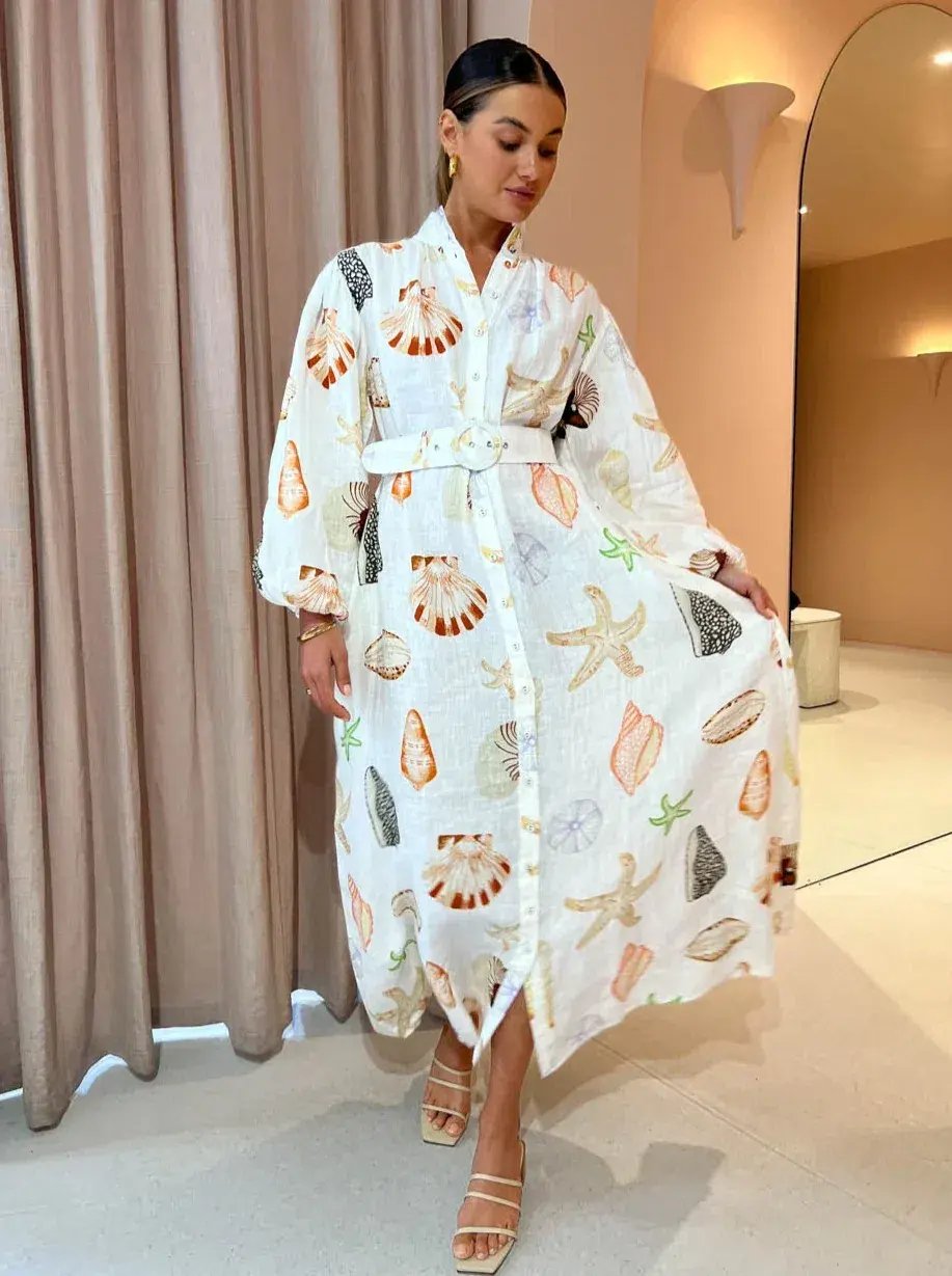 Palm Noosa Souvenir Shells Maxi Dress Size 8 photo 7