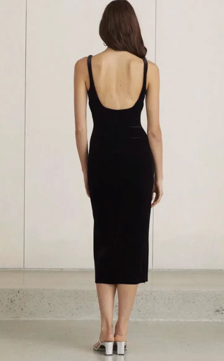 Bec & Bridge Velours Midi Dress Black Size 10 photo 2