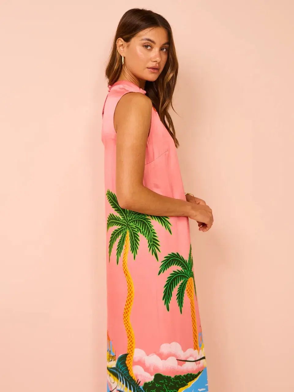 Alemais Paradiso Silk Midi Dress Pink Multi Size 10 AU photo 15