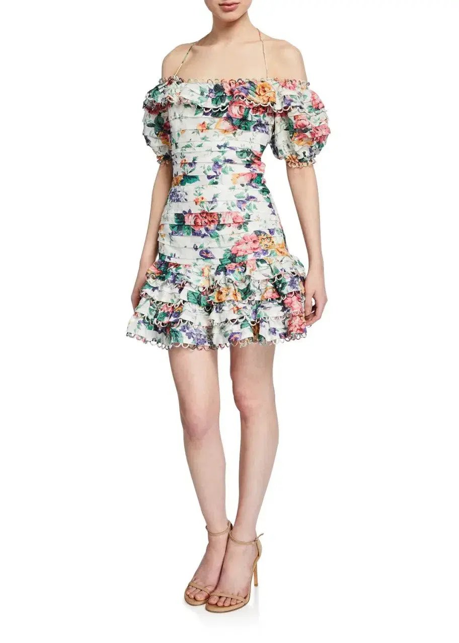 Zimmermann Allia Pintuck Short Dress Print Size 8 photo 5