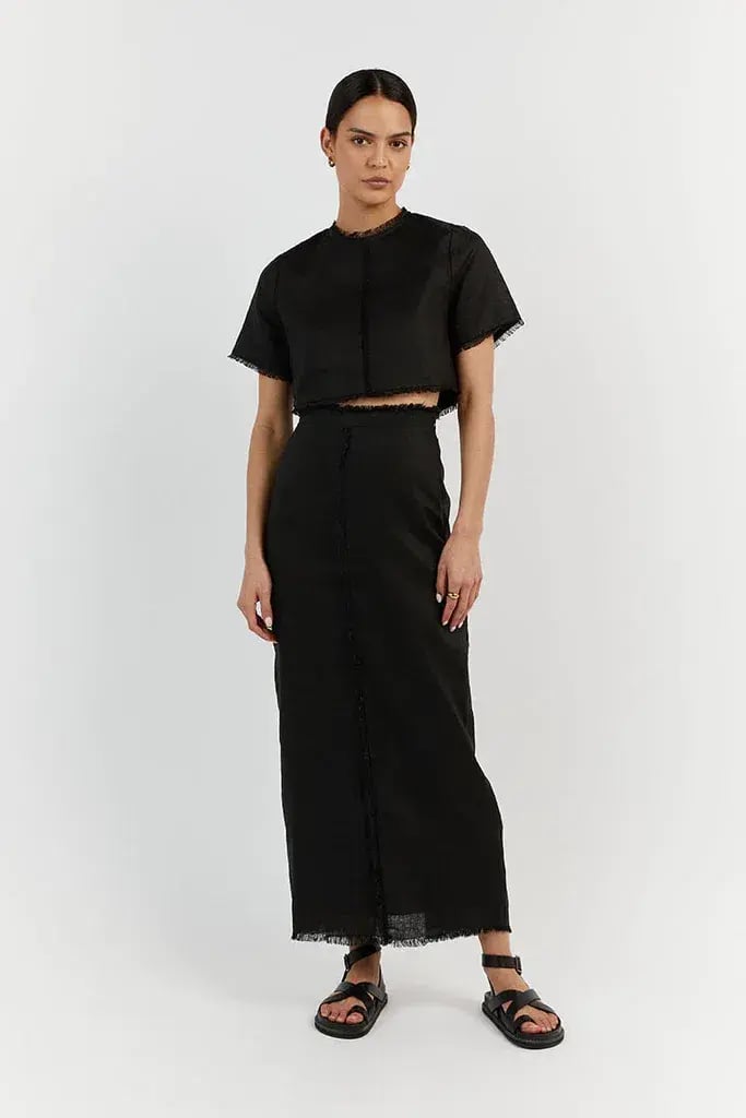 Dissh Georgie Linen Fringe Sets Black Size 12 photo 3
