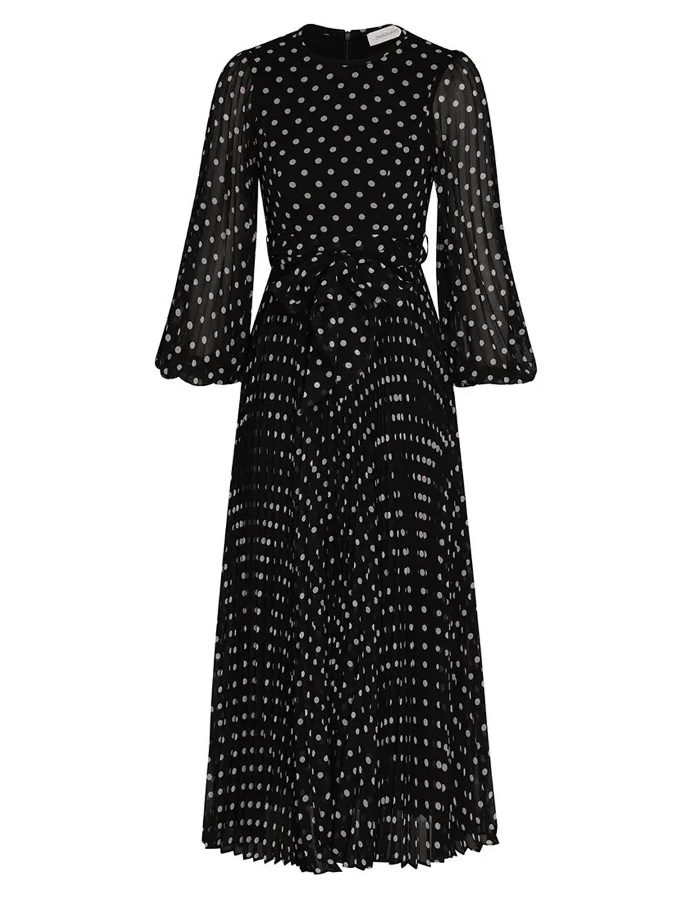 Zimmermann Sunray Long Sleeve Midi Dress in Black/Cream Dot Size 0 / AU 8 photo 4