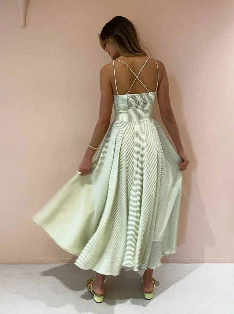 By Johnny Pistachio Stripe Sun Dress Print Size 6 photo 2