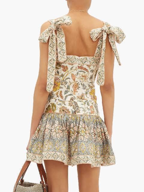 Zimmermann Edie Tie Mini Dress Floral Print Size 8 photo 3