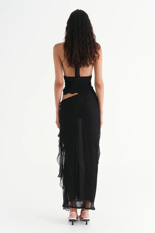 BENNI PENELOPE HALTER MAXI DRESS - BLACK photo 3