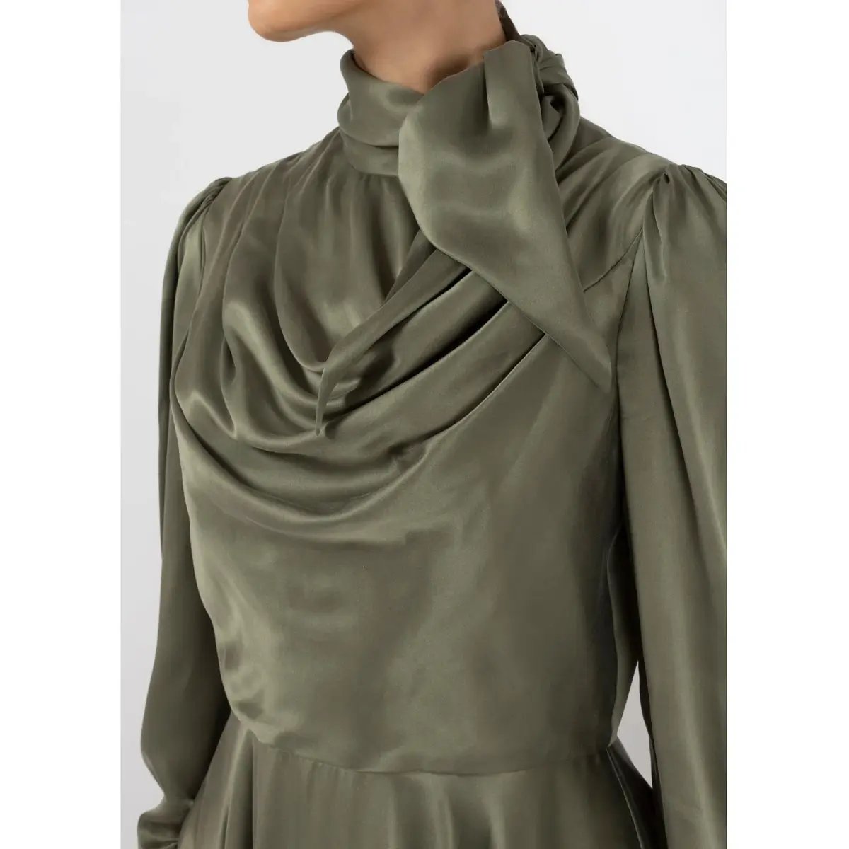 Zimmermann Scarf Swing Mini Dress Olive Green Size 0 / AU 8 photo 2
