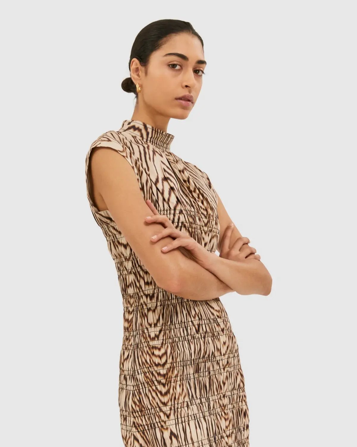 Saba Allegro Shirred Dress Brown Size AU 8 photo 3