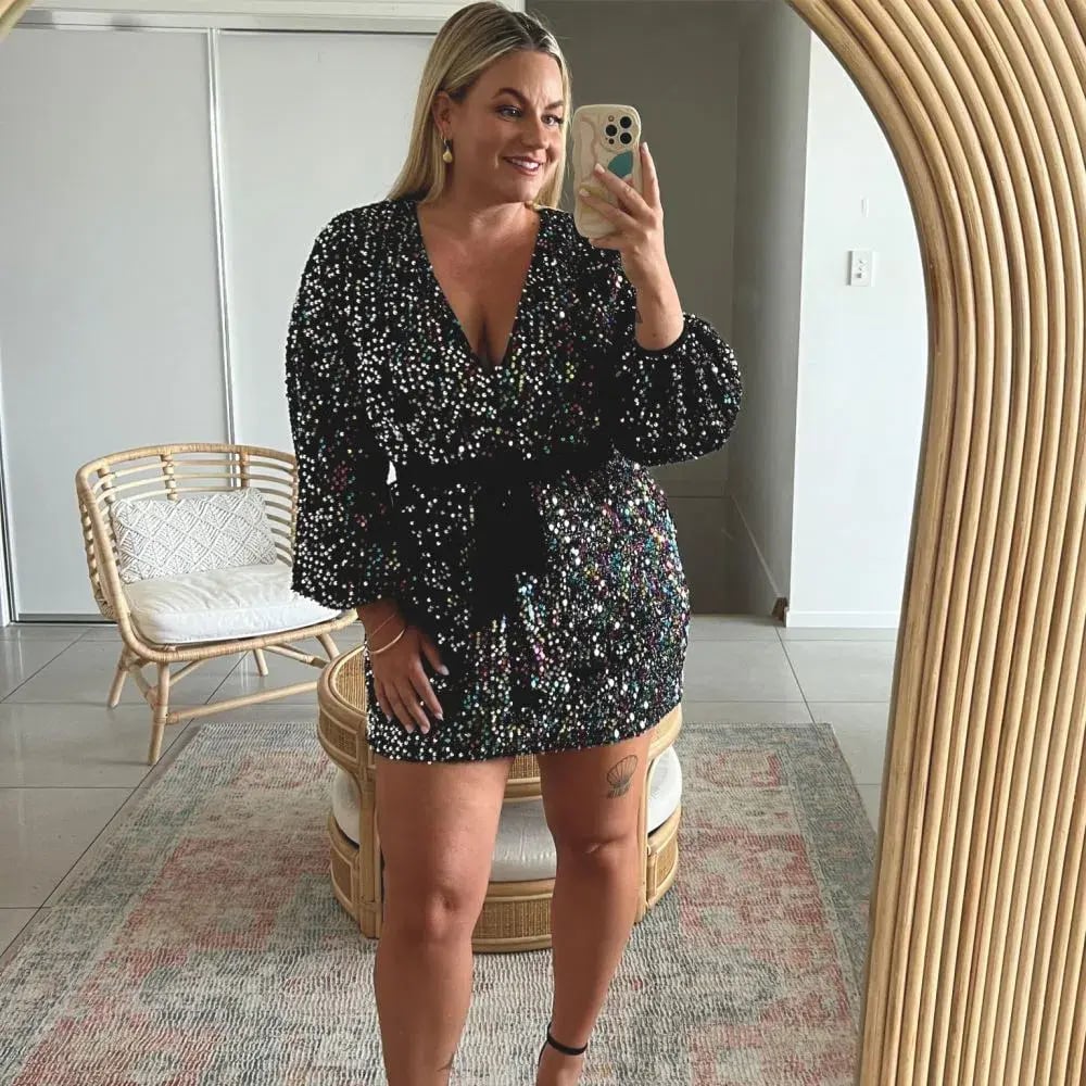 Sheike Xanadu Mini Dress Black Multi Size 14 photo 4