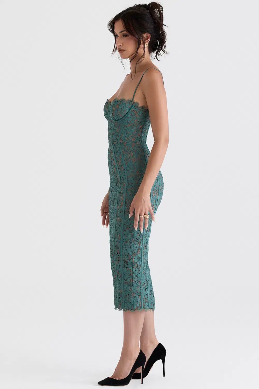 House of CB Joelle Lace Midi Dress Green Size L/Au 12 photo 3