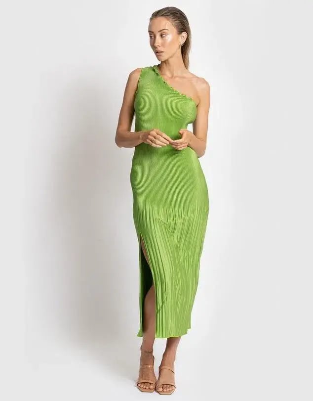 L’idée Soiree One Shoulder Gown in Green Size 12 photo 3