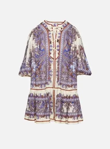 Zimmermann Ottie Eyelet Paisley Linen Mini Dress Size AU 8 photo 4