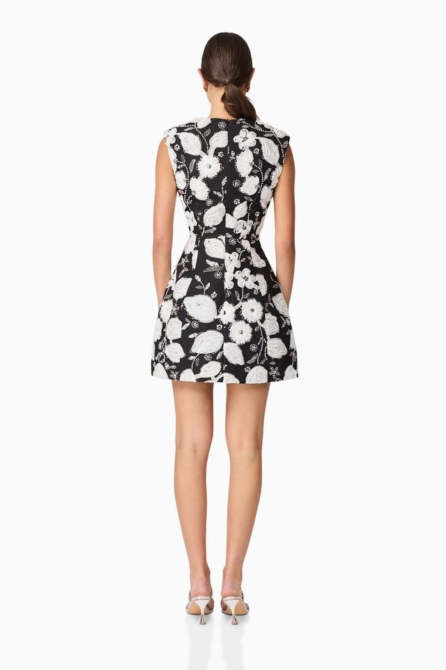 Elliatt Carol Tulip Mini Dress - Black & White photo 3