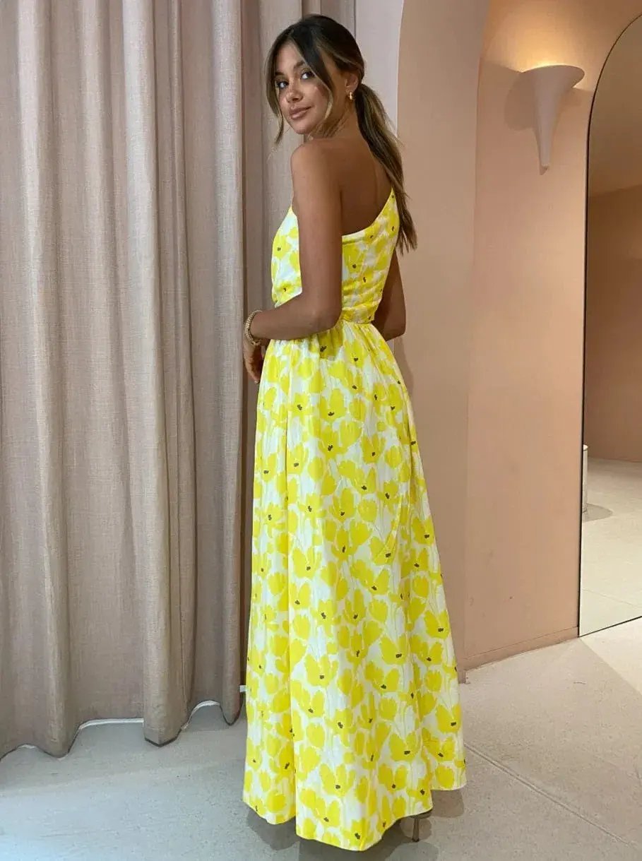 BY NICOLA CANARY BLOSSOM MAXI LINEN DRESS | Size AU 8 photo 2