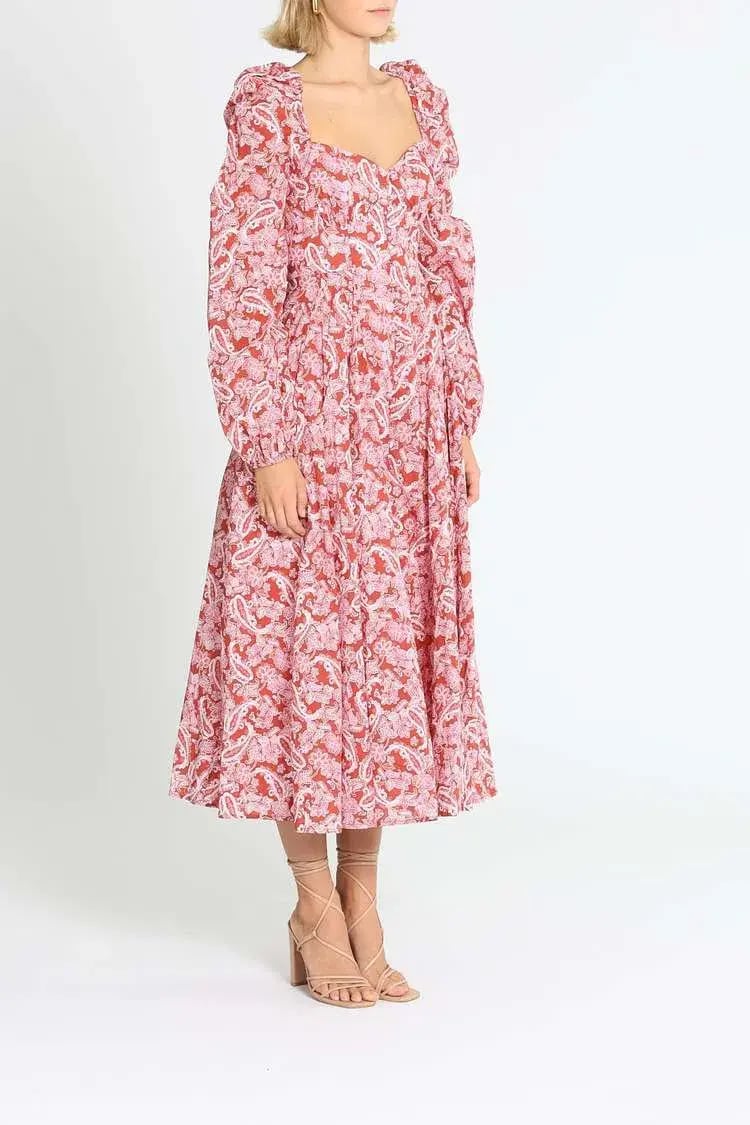 Steele Esme Dress Chestnut Paisley Pink Print Red Size 12 photo 2