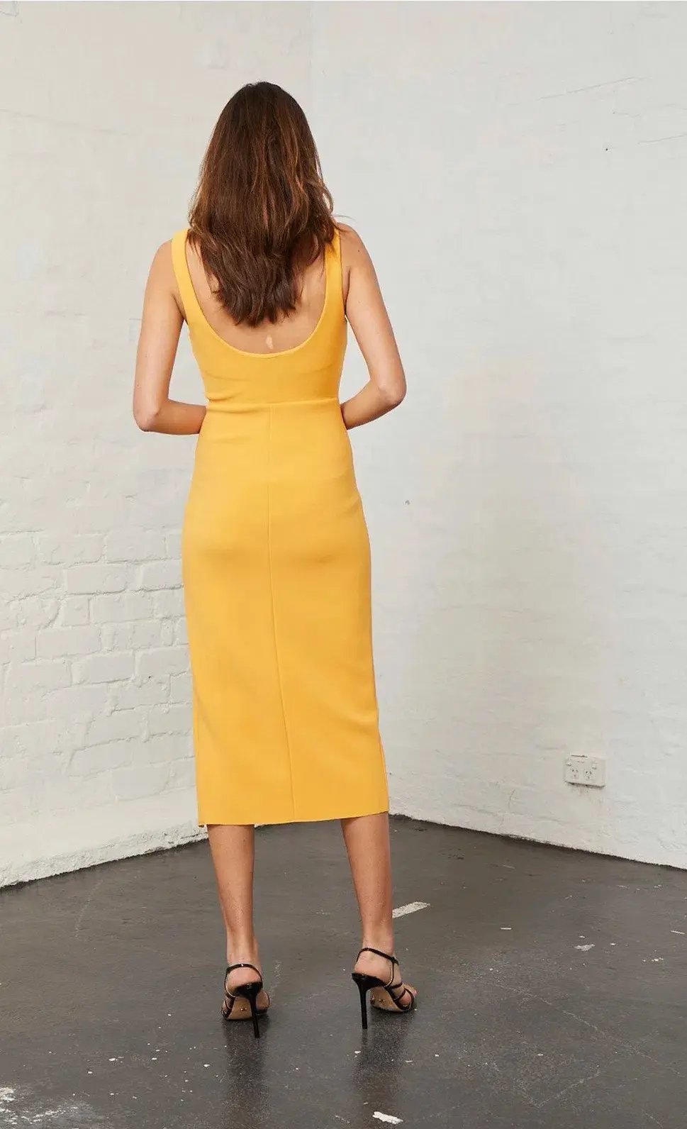 Bec & Bridge Elle Midi Dress Yellow Size 6 photo 3