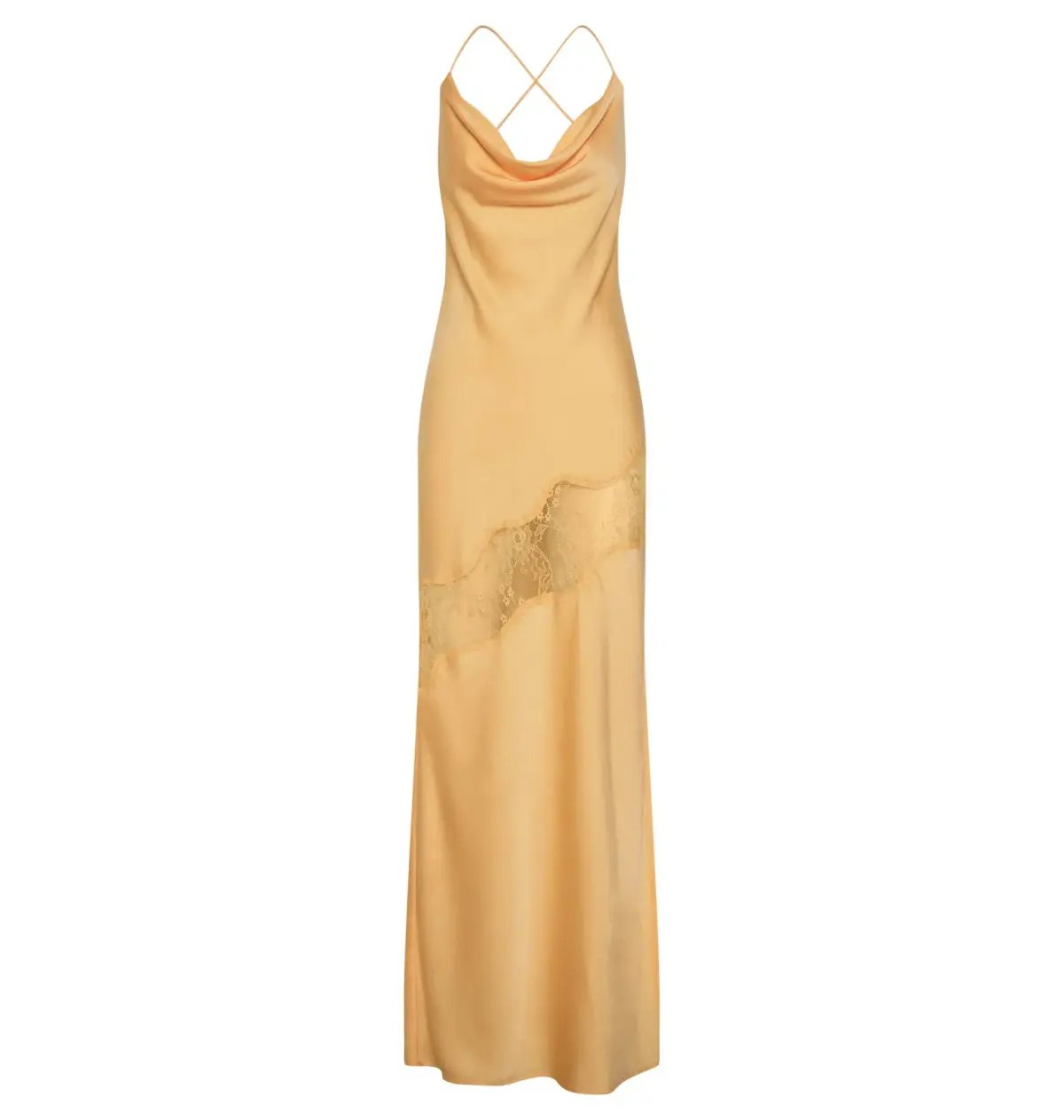 Meshki Chandra Lace Detail Satin Maxi Dress Lemon Size XS / AU 6 photo 5