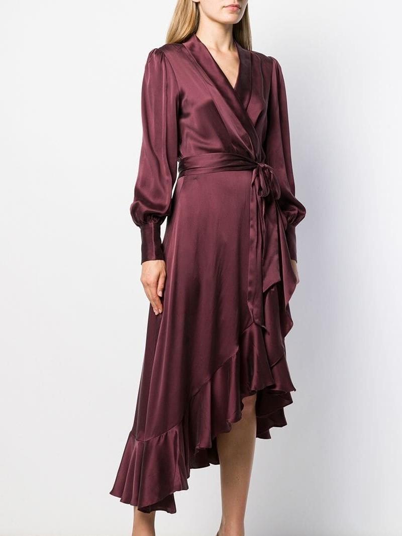 Zimmermann Espionage Wrap Dress Burgundy Size 1 /AU 10 photo 3