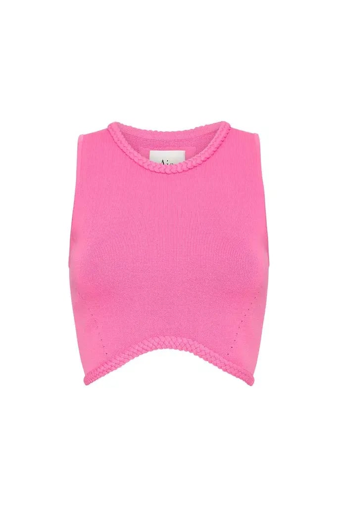 Aje Elm Braided Knit Tank Top Pink Size L / Au 12 photo 6