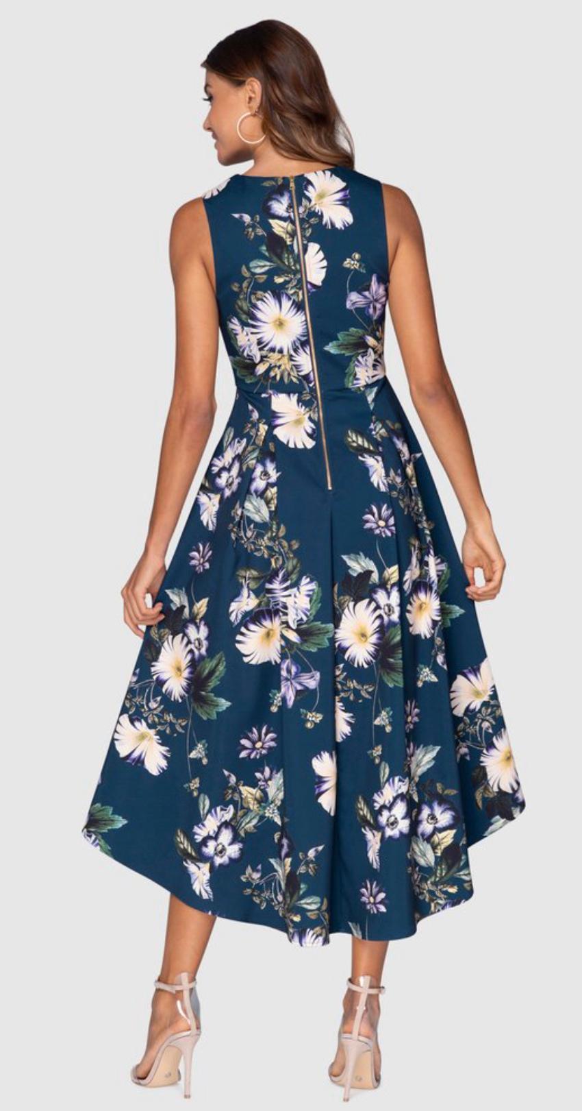 Pilgrim Green Dream High Low Blue Floral Size 10 photo 3