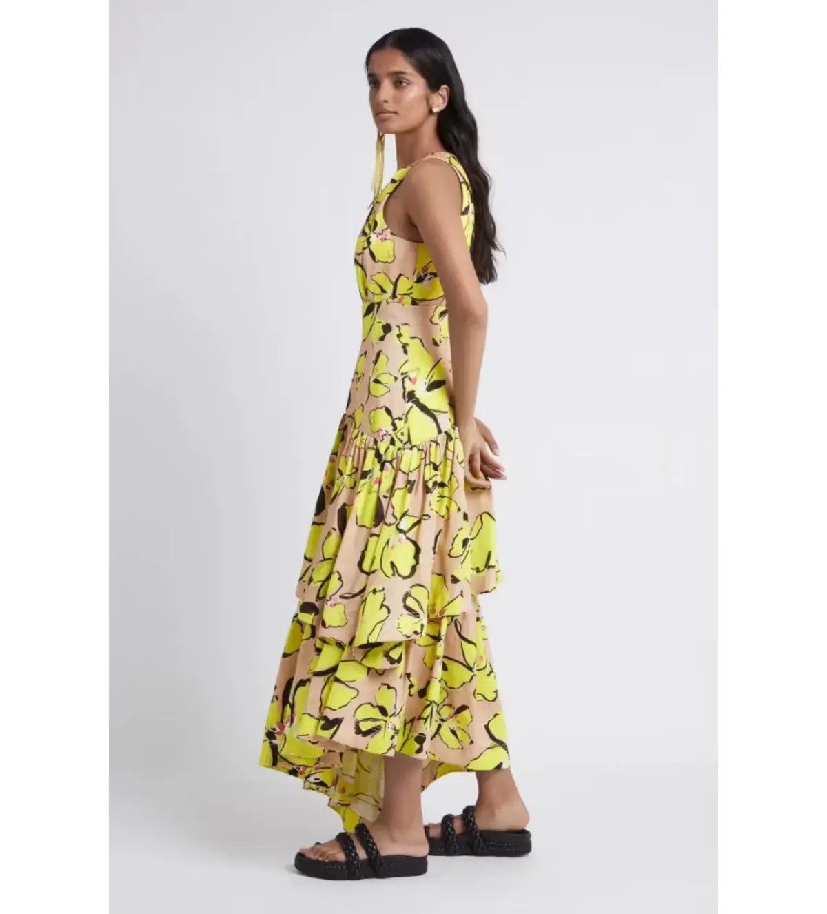Aje Pelicano Citrus Bloom Racer Back Tiered Asymmetric Maxi Dress Print Size AU 8 photo 2