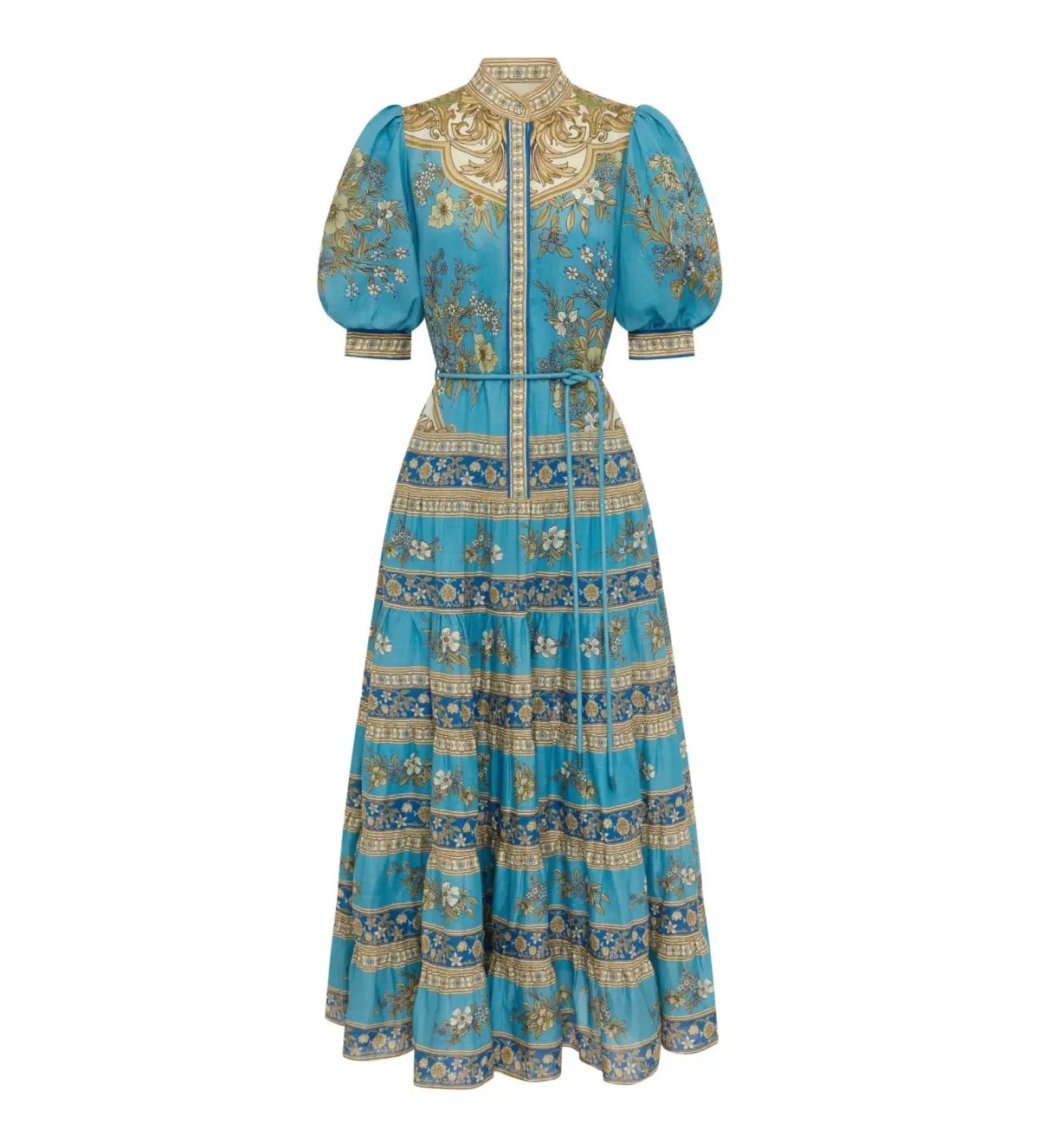 Alemais Cassie Tiered Midi Dress Blue Floral Size AU 8 photo 5