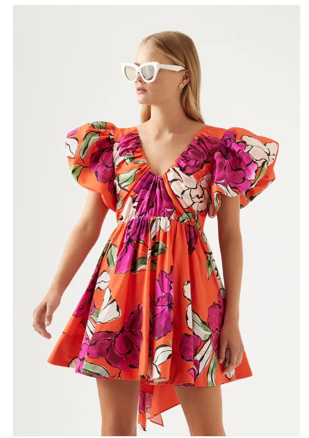 Aje Gretta Bow Back Mini Dress Floral Size 10 photo 2