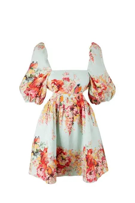 Zimmermann The Mae Cut Out Mini Dress in Mint Florasize 3 /Au photo 3