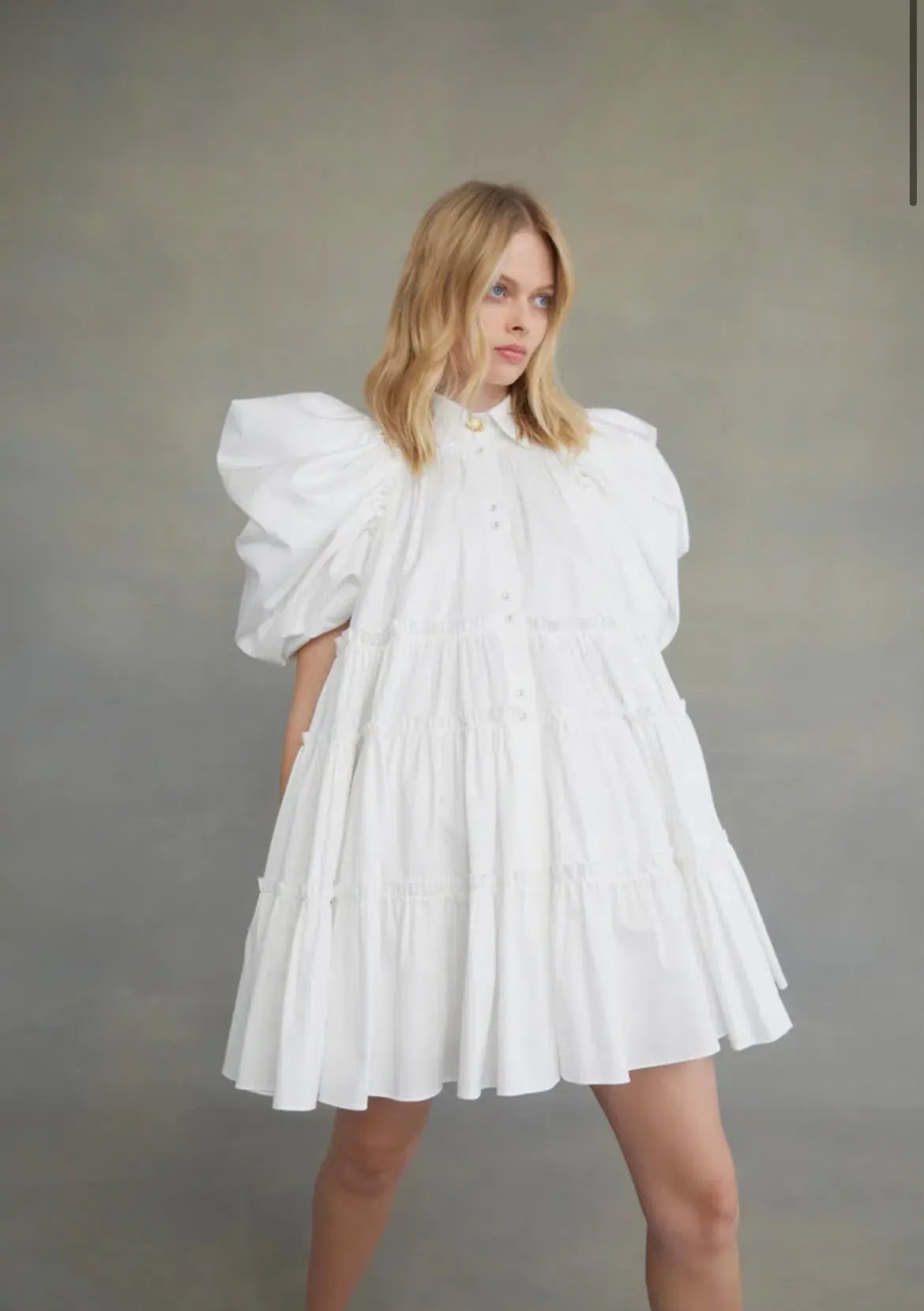 Aje Swift Butterfly Sleeve Smock Mini Dress White Size 4 photo 5