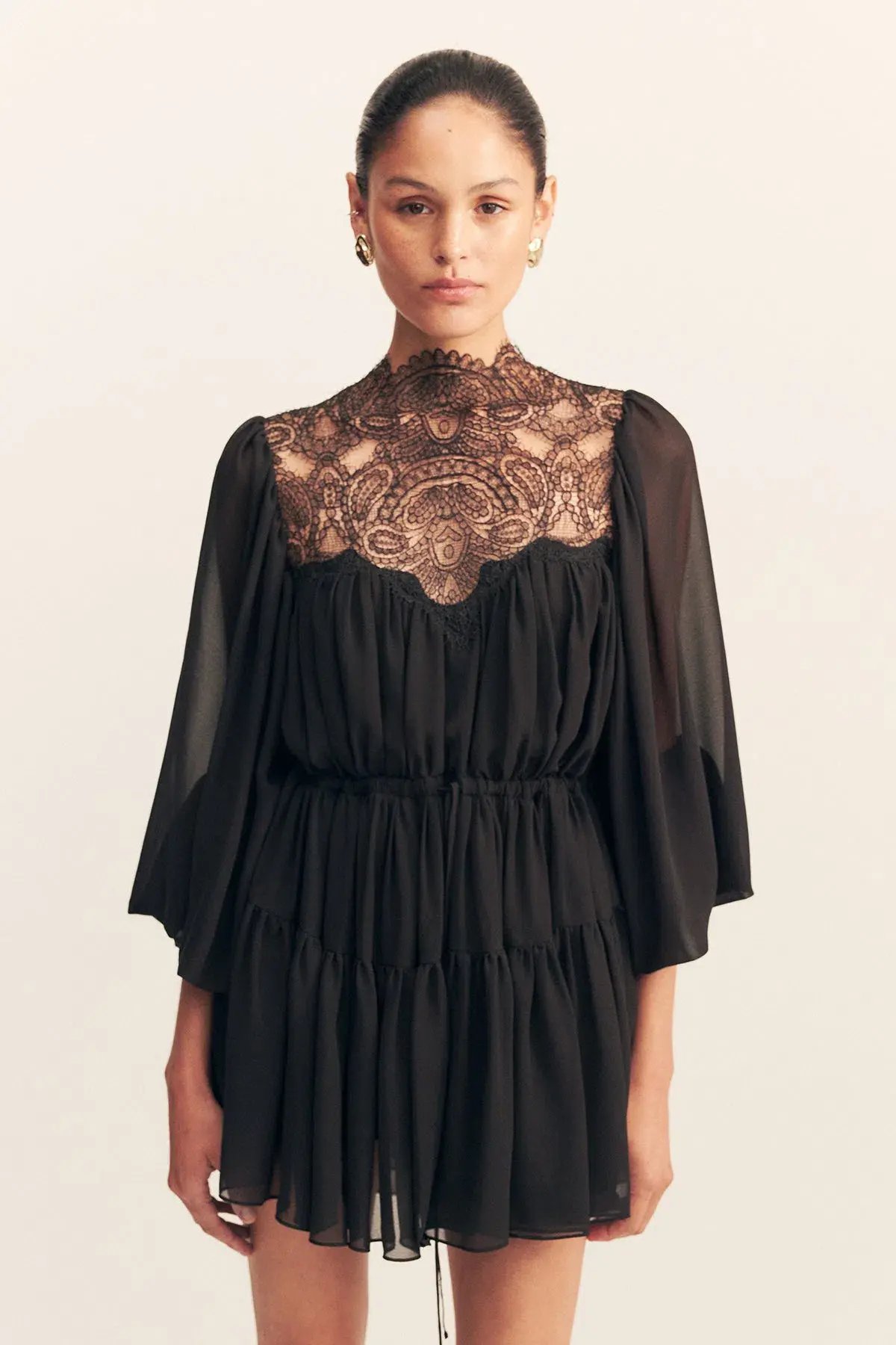 Shona Joy Emory Long Sleeve Mini Dress in Black Size 16 photo 2