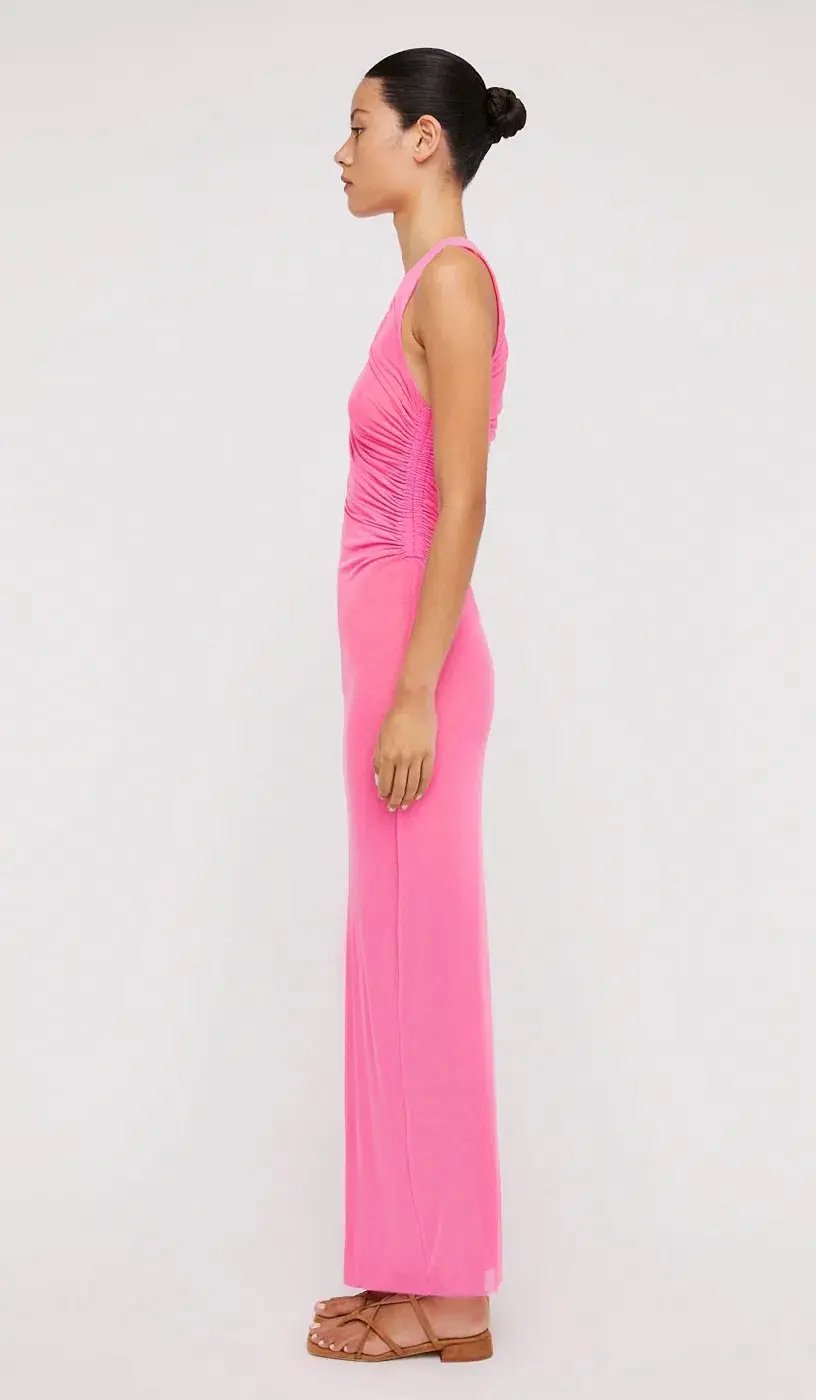 Scanlan Theodore Italian Mesh Gathered Dress Pink Size 6 / XS photo 2