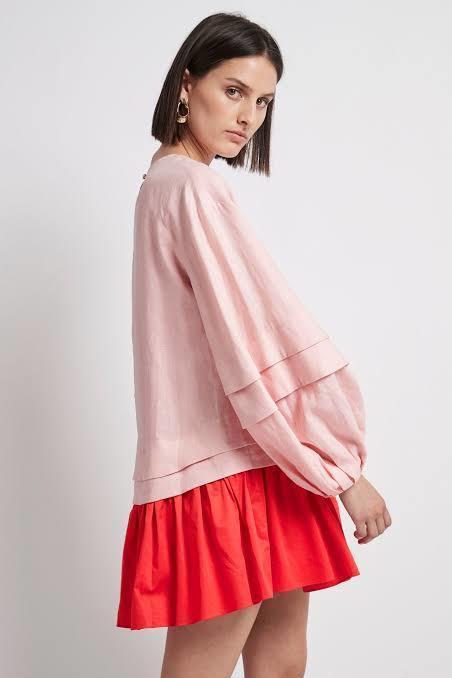 Aje Quietude Long Sleeve Mini Dress Red/Pink Size 4 photo 3