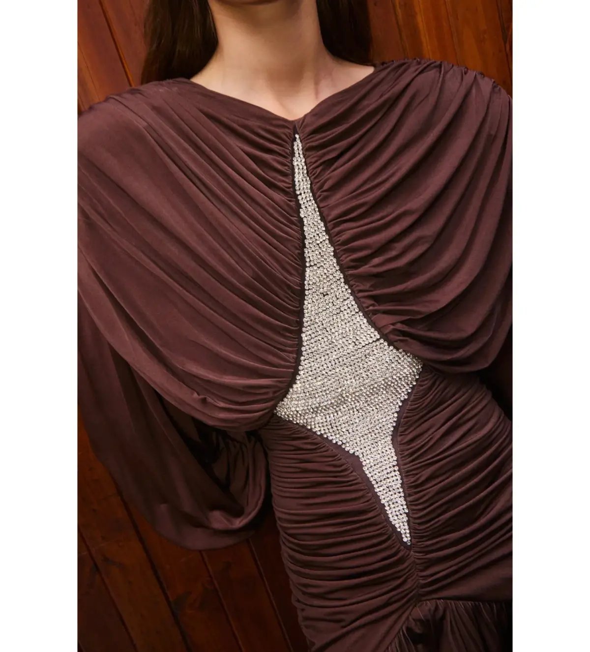 Alemais Silvio Ruched Midi Dress Brown Size AU 8 photo 4