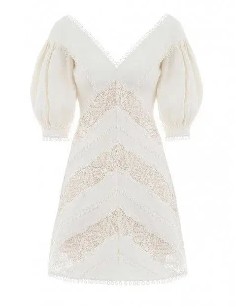 Zimmermann Painted Heart Chevron Mini Dress White Size 2/10 photo 5