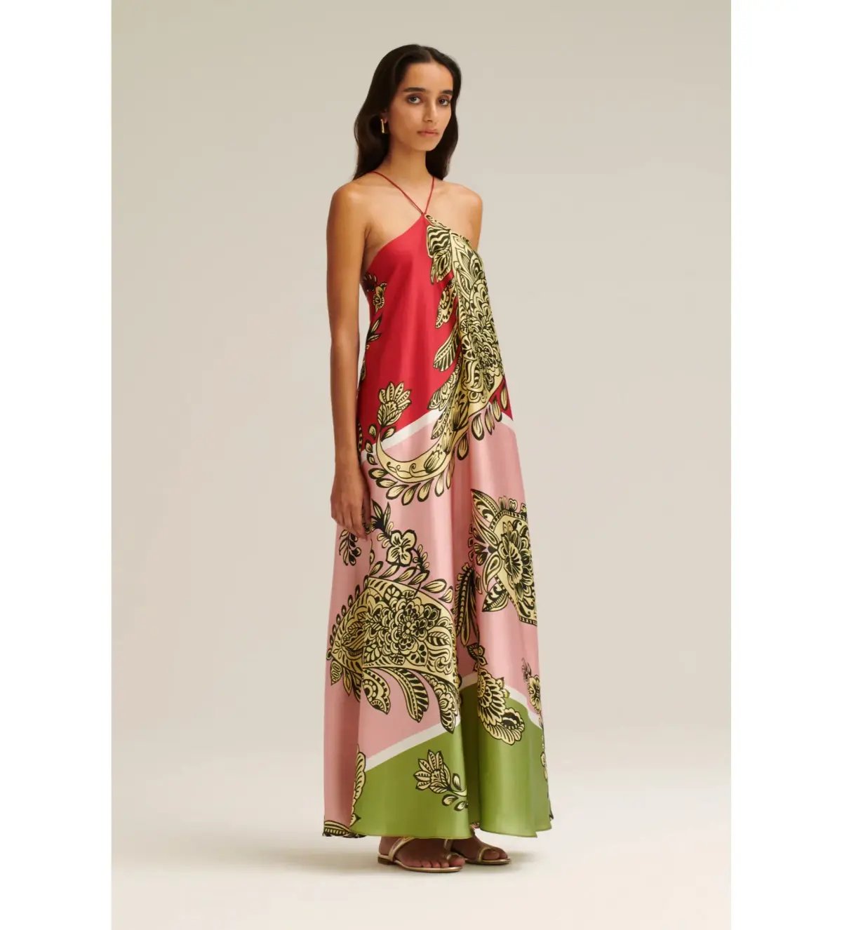 Scanlan Theodore Silk Harrow Print Maxi Dress Red/Pink Size AU 8 photo 2