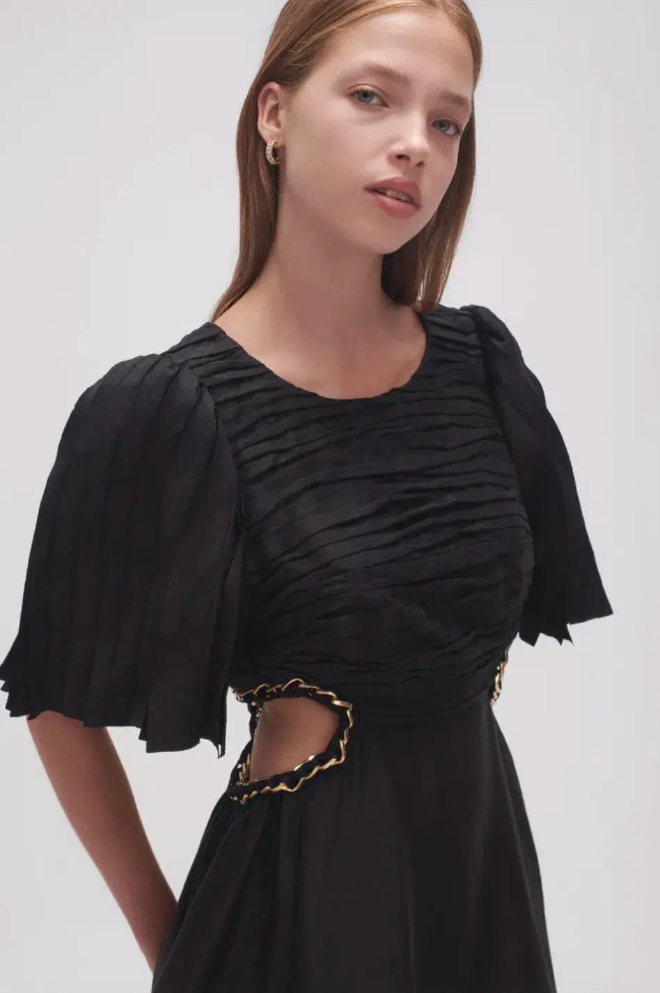 Aje Monica Chainlink Midi Dress in Black Size 6 photo 3