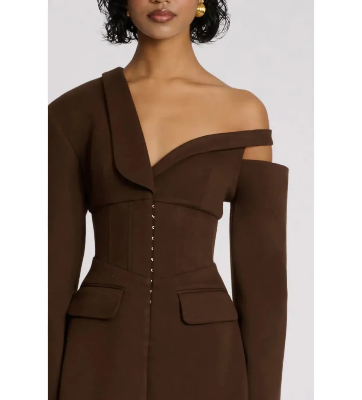 Eliya The Label Ayla Blazer Mini Dress Brown Size L AU 12 photo 6