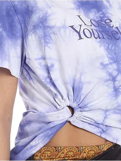 Paco Rabanne Stretch Jersey Wrap Skirt & Lose Yourself Tie Dye Shirt Set Print Size 8 photo 2