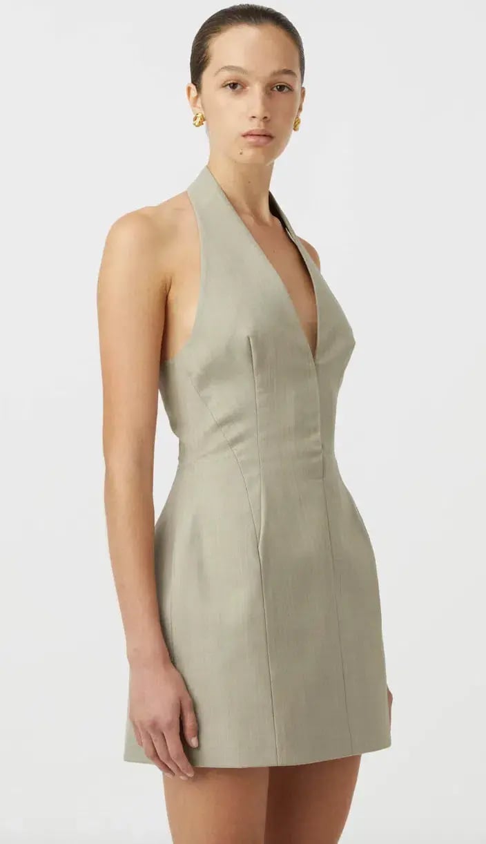 Camilla and Marc Pompidou Halter Neck Mini Dress in Green Olive Marle Size 10 photo 2