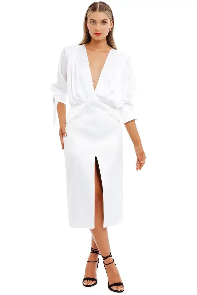 Nicola Finetti Arida Low Plunge Dress White Size 8 photo 2